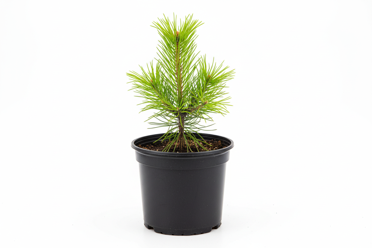 jeune Pin Italien dans pot 4 pouces pot noir