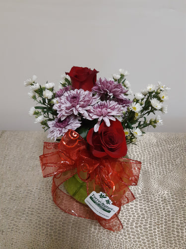 Bouquet de Saint-Valentin avec 2 Roses rouges