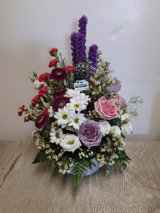 Bouquet avec Roses, Marguerites et Liatris