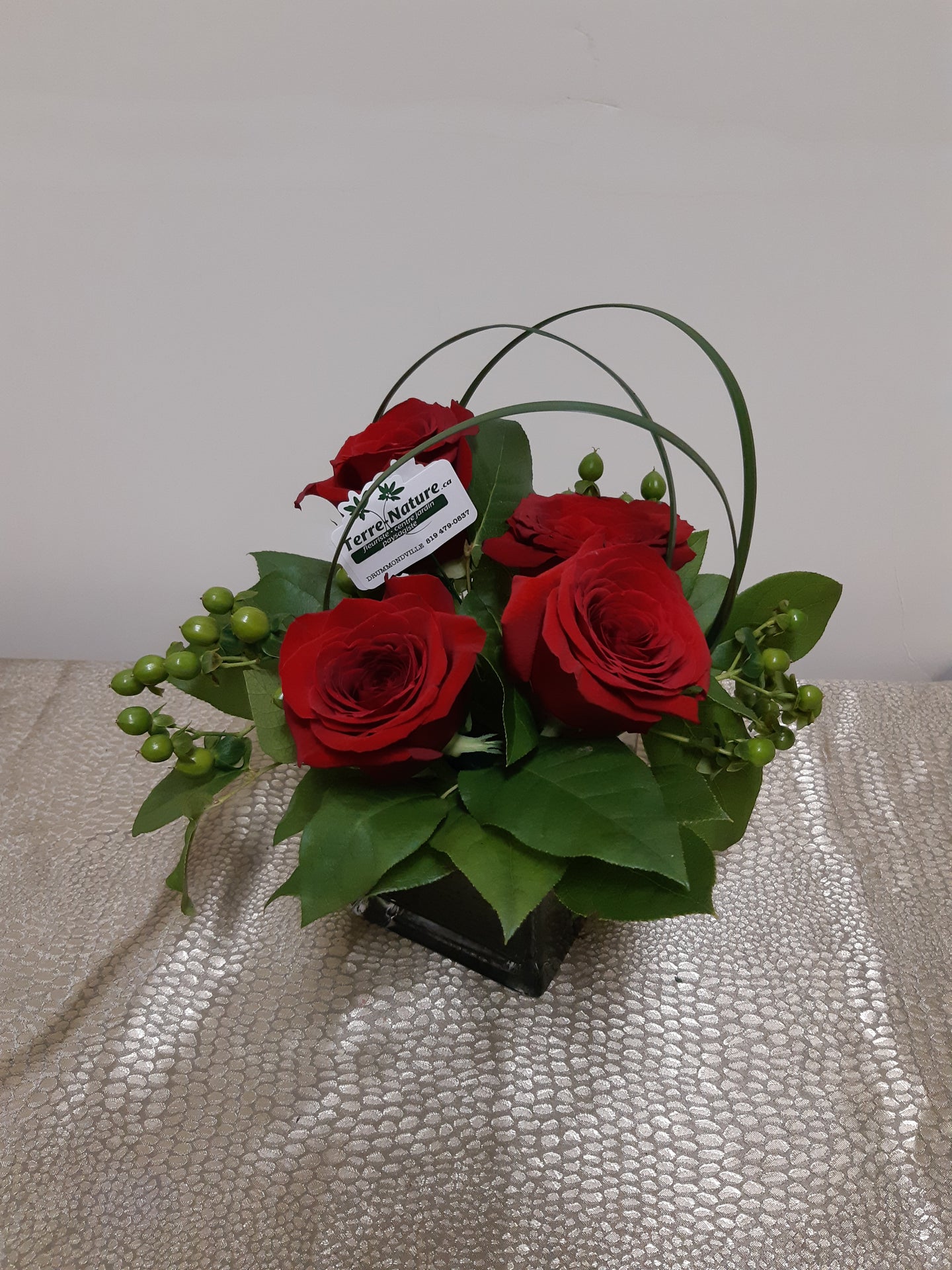 Bouquet de 4 Roses rouges