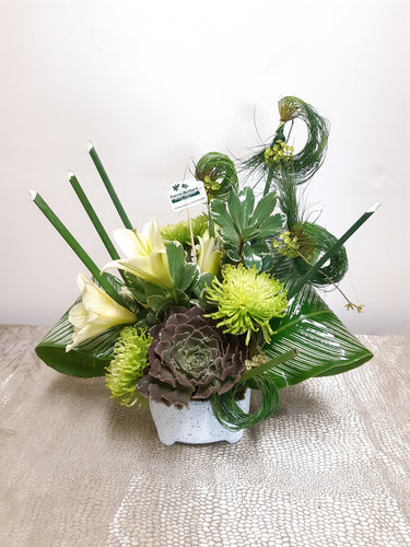 Bouquet dans les tons de blanc et vert