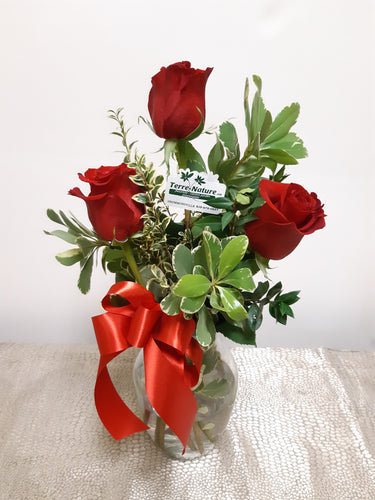 Bouquet de 3 Roses rouges