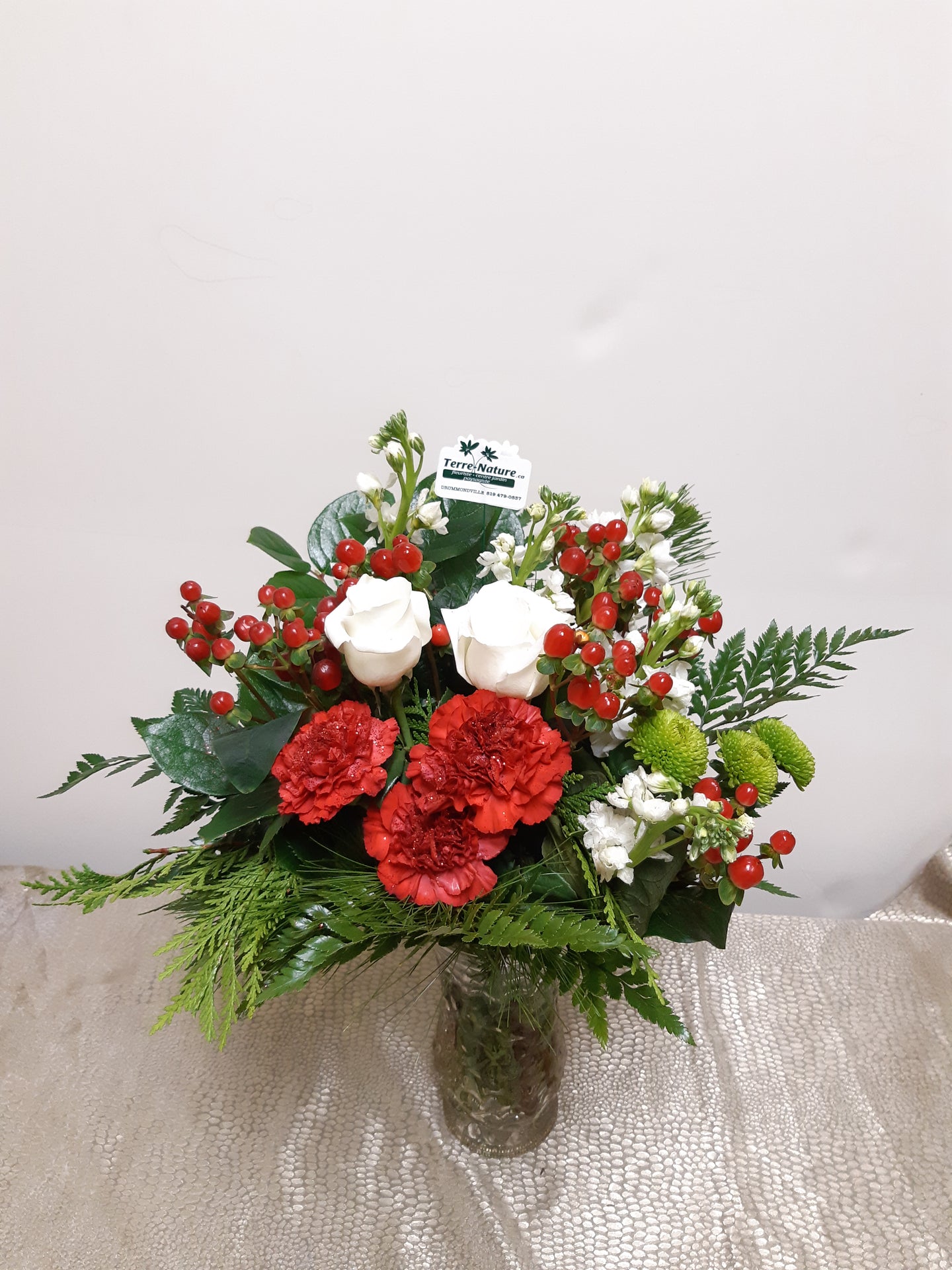 Bouquet de Noël avec Roses et Œillets