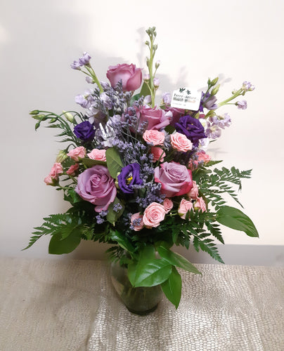 Bouquet mauve avec Roses et Lisianthus
