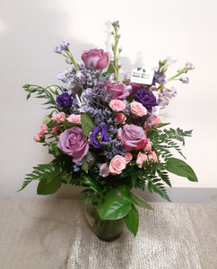 Bouquet mauve avec Roses et Lisianthus