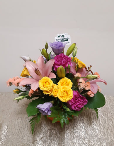 Bouquet champêtre avec Roses et Lys