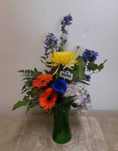 Bouquet vibrant et coloré avec Roses, Gerberas et Hydrangées