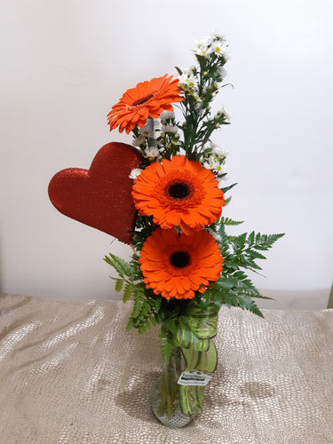 Bouquet de Saint-Valentin punché avec Gerberas oranges