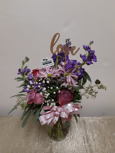 Bouquet de Saint-Valentin "LOVE" avec Roses et Giroflés